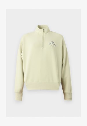 Ανοιχτό μπεζ μακρυμάνικο Nike Athletics πουλόβερ με μπροστινό μισό φερμουάρ και ριμπ μανσέτες και στρίφωμα.