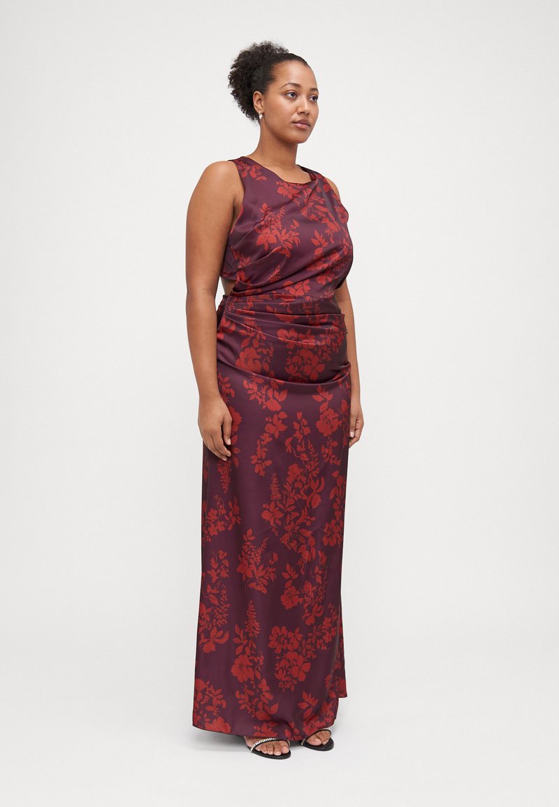 WAL G CURVE AUTUMN WEDDING SASHA BACK CROSS PRINT MAXI - Occasion wear -  brown/burnt orange/black - Zalando.ie
