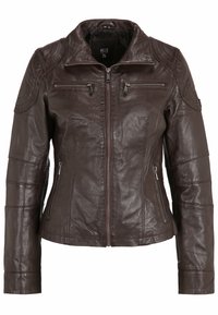 MIT SCHULTERPOLSTER-DETAIL - Leren jas - d brown