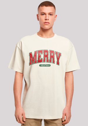 WEIHNACHTEN VARSITY RETRO - Print T-shirt - sand