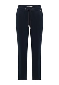 Pantalon décontracté bleu marine avec taille élastique, cordon de serrage à l'avant et jambes droites, étiqueté « Cecil ».