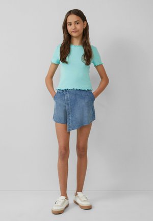 SLIM FIT MIT WELLENSAUM - T-shirt basic - helles türkis