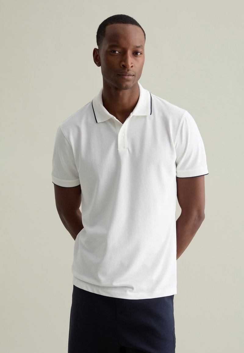 PIOMBO - IN TECHNICAL WITH CONTRASTING EDGING - Polo shirt - optical white, Enlarge