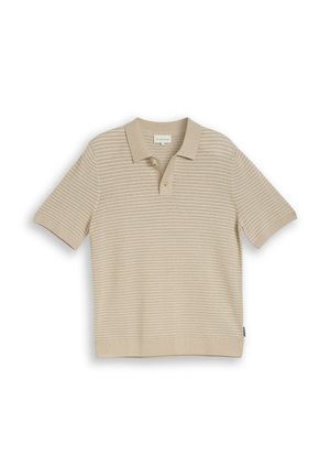 TOM TAILOR, Poloshirt - cashew beige offwhite stripe