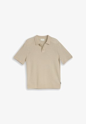 TOM TAILOR, Polo shirt - cashew beige offwhite stripe