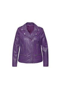 BIKER SNAP-FASTENED COLLAR ZIPPER - Chaqueta de cuero - violet