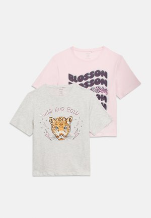 NKFBENNA 2 PACK - Marškinėliai su spaudiniu - light pink/mottled light grey