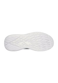 Sole di scarpa sportiva bianca, con un motivo testurizzato caratterizzato da grip e scanalature a forma di diamante per una presa migliore. Superficie liscia con curve sottili.