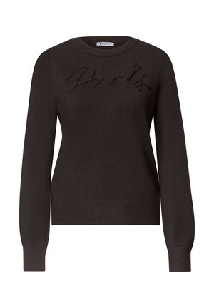 Street One, PULLOVER MIT EMBOIDERY WORDING - Pullover - black coffee