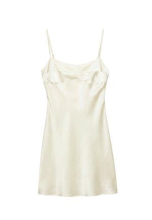 PULL&BEAR, STRAPPY SATIN CORSET-DETAIL - MINI DRESS - Robe de jour - white