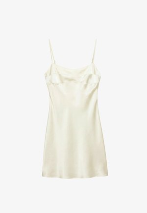 PULL&BEAR, STRAPPY SATIN CORSET-DETAIL - MINI DRESS - Robe de jour - white