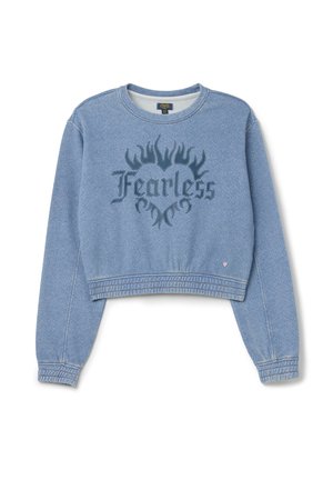 CROP WITH FEARLESS HEART PRINT - Sweatshirt - denim blue