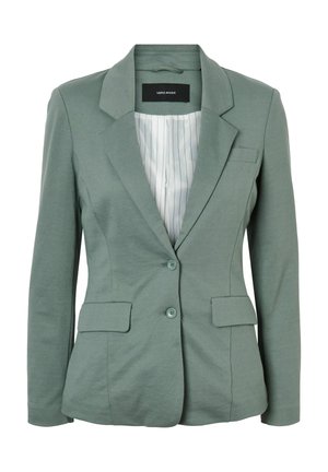 Grön kavaj i bomullsblandat tyg med skräddarsydd passform, slag med hack, två framfickor och knappstängning. Fodrad insida.