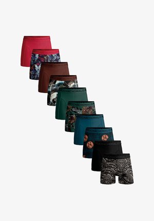 Męskie bokserki w różnych kolorach i wzorach: czerwony, czarny, brązowy, zielony, z elastycznym pasem z logo "MUCHACHOMALO".