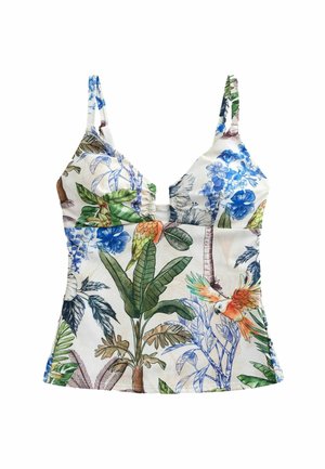 TALL FIT - WHIPSTITCH CROP - Bikiinide ülaosa - cream navy parrot print