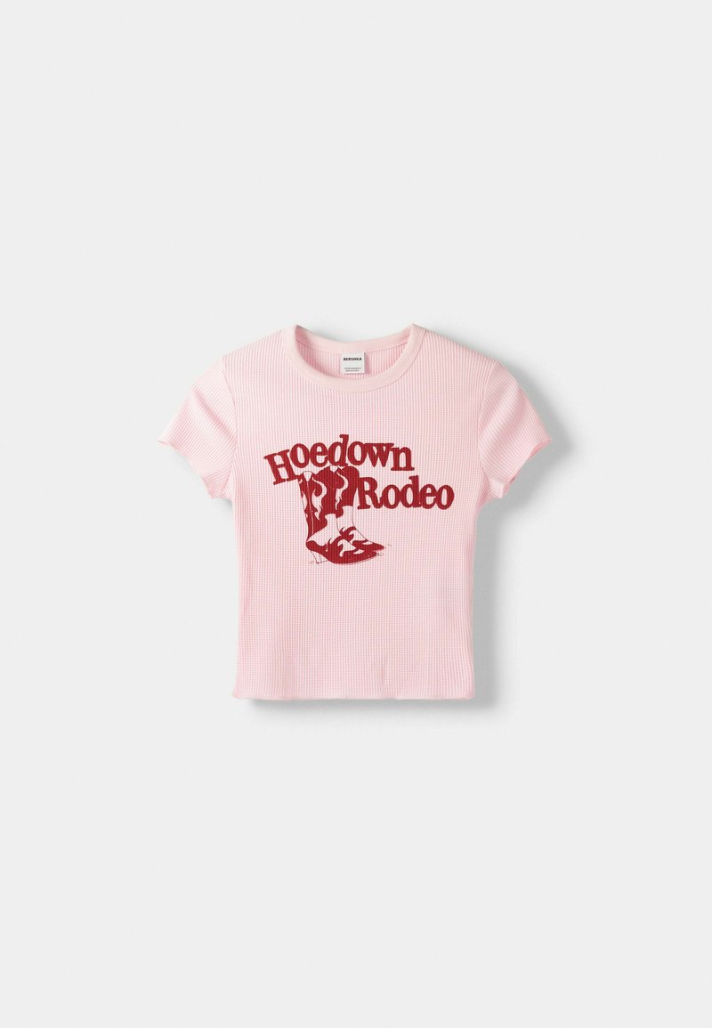 Bershka T-shirt print roze