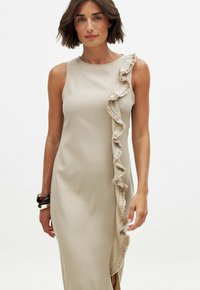 NA-KD RUFFLE DETAIL FRINGE - Maksimekko - beige