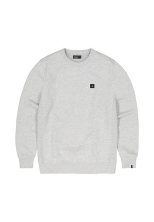 Grauer Sweatshirt aus Baumwollmischgewebe mit Rundhalsausschnitt, langen Ärmeln und kleinem Markenlogo auf der Brust.
