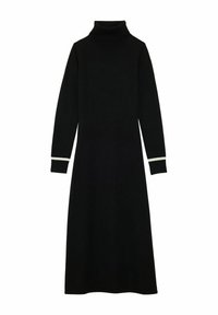 Robes à col roulé noir avec des manches longues, silhouette droite et accents blancs aux poignets. Fabriquée dans un tissu doux et extensible.