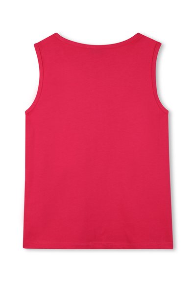 Débardeur sans manches en coton rose vif, doté d'un col rond et d'un ourlet net. Texture lisse sans motifs ou accents supplémentaires.