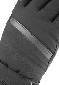 Black insulated glove made from textured fabric, featuring a glossy stripe across the middle and stitched seams for reinforcement.