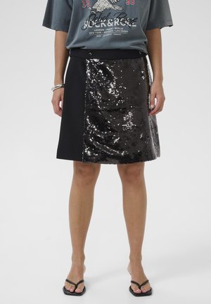 CLARA SEQUIN - Suknja na preklop - black
