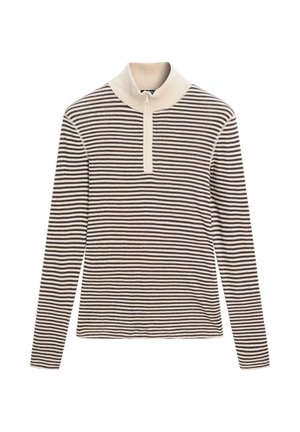 Massimo Dutti STRIPED  QUARTER-ZIP  - Mikina na zip - beige