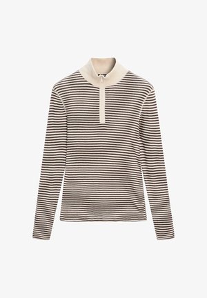 Massimo Dutti STRIPED  QUARTER-ZIP  - Sweatjakke - beige