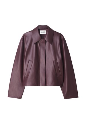 NA-KD Faux leather jacket - burgundy