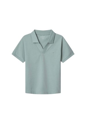 Polo-shirt vert clair en coton, avec un col classique et des manches courtes. Petit logo brodé sur le côté gauche de la poitrine.