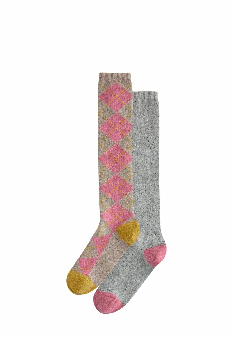 Next 2 PACK - REGULAR FIT - Kojinės iki kelių - pink grey argyle