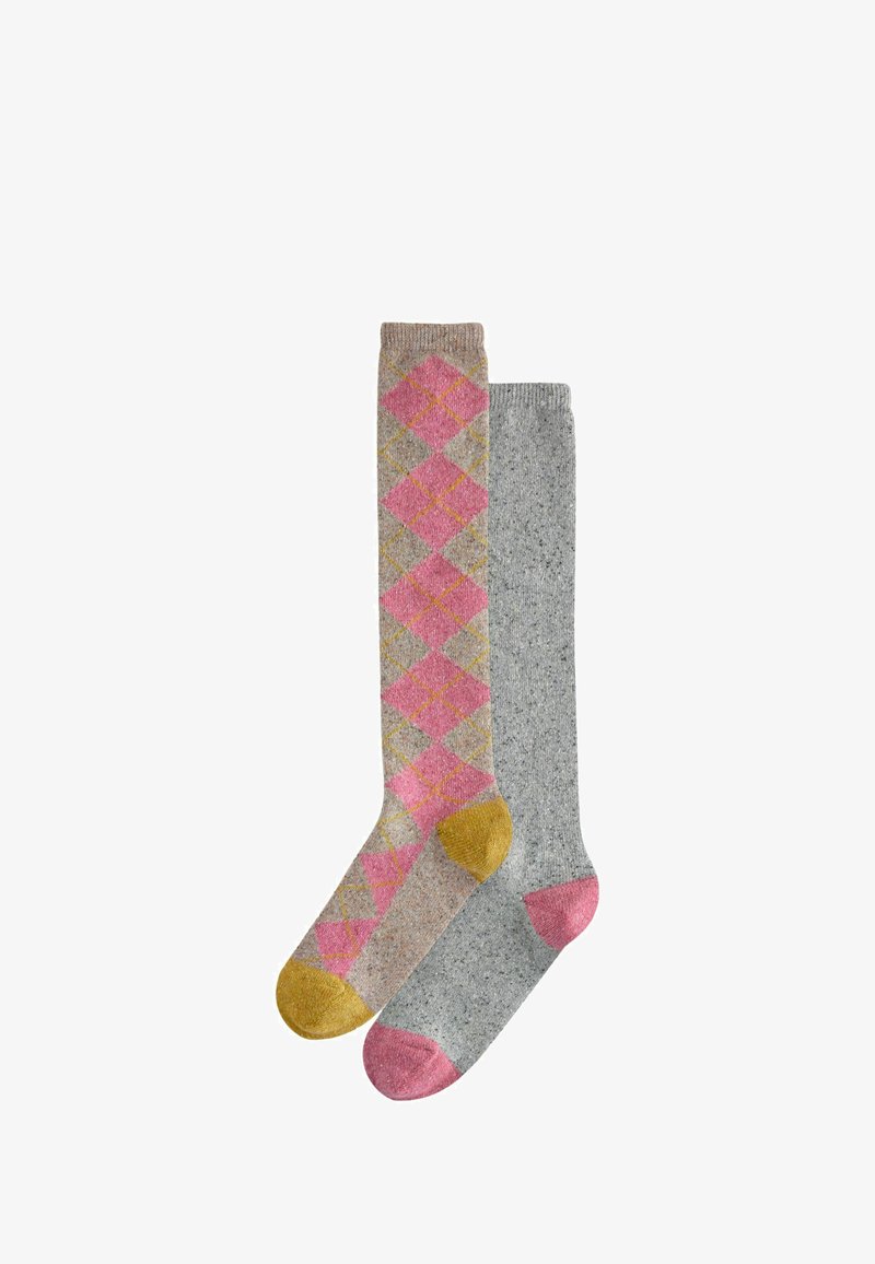 Next 2 PACK - REGULAR FIT - Kojinės iki kelių - pink grey argyle