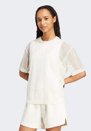SOFT LUX MESH TEE - Trükipildiga T-särk - off white