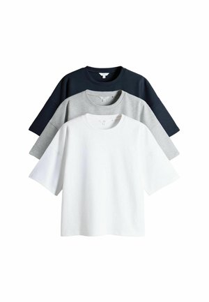 REGULAR FIT - 3 PACK HEAVYWEIGHT PREMIUM - T-Shirt basic - navy  grey marl  white