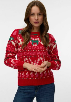 Vero Moda, KNITTED PULLOVER VMXMAS KNITTED PULLOVER - Pullover - chinese red