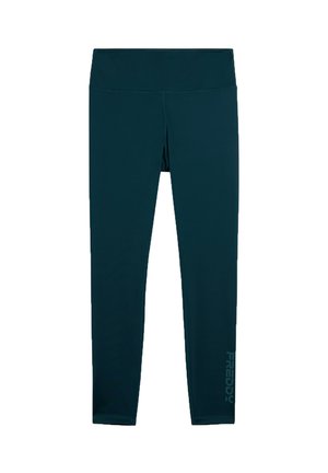 Leggings color verde scuro realizzati in un tessuto liscio e elasticizzato. Presentano un'alta vita e un piccolo logo "FREDDY" sul lato sinistro della gamba.