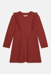 Tommy Hilfiger RUFFLE FIT FLARE DRESS Gebreide jurk dark magma