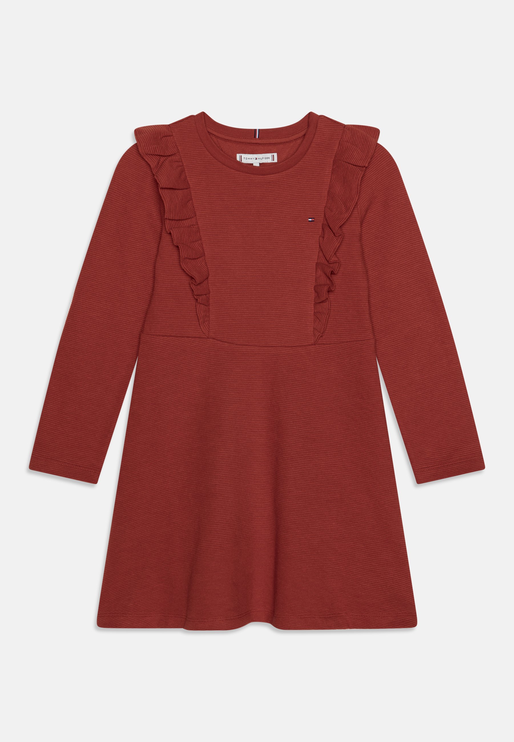 Tommy Hilfiger RUFFLE FIT FLARE DRESS Gebreide jurk dark magma