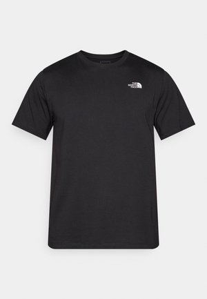 Sort kortærmet T-shirt lavet af bomuld. Har en rund halsudskæring og et lille hvidt logo på venstre brystområde. Glat tekstur, afslappet design.