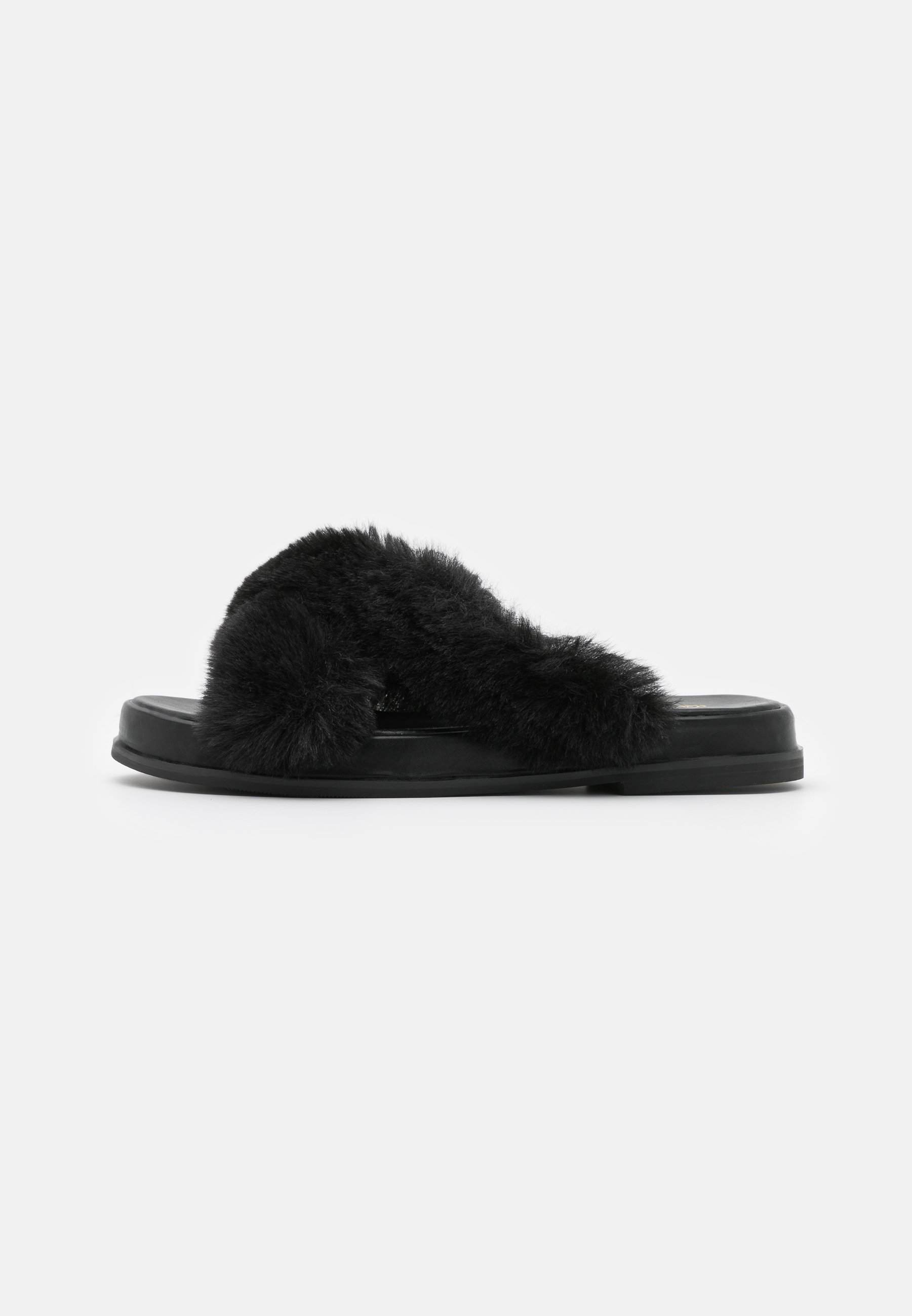 Black mule slippers