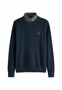 REGULAR FIT GINGHAM OXFORD MOCK  - Jersey de punto - navy blue gingham stag