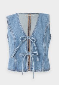 TIE FRONT VEST - Blouse - light blue
