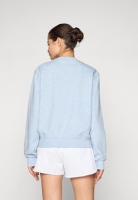 Light blue sweatshirt made of soft fabric, featuring a crew neck, ribbed cuffs and hem, with a relaxed fit and no visible patterns or graphics.