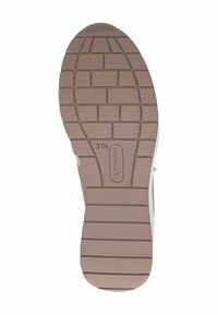 Schuhsohle aus hellbraunem Gummi mit einem strukturierten Muster, das quadratische und rechteckige Rillen für besseren Halt aufweist. Modellnummer: 37H.
