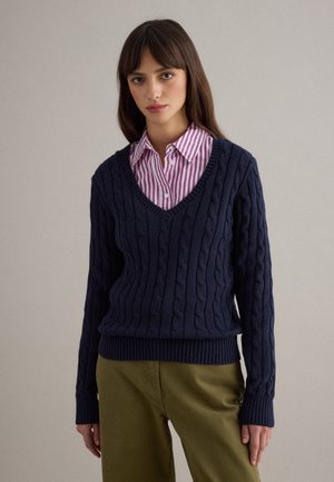 AZURE IN REGULAR FIT WITH CABLE DESIGN - Maglione - navy blue