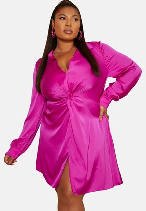 PLUS SIZE LONG SLEEVE PLUNGE TWIST DETAIL - Cocktail dress / Party dress - purple