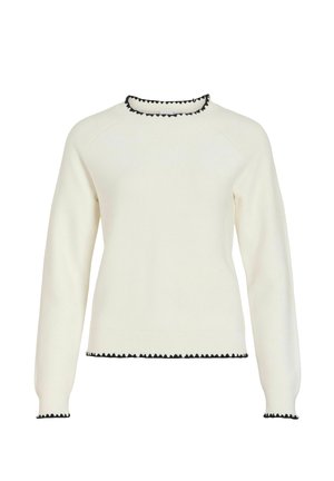 VILA, KNITTED PULLOVER VITEGNI ROUND NECK - Pullover - cloud dancer