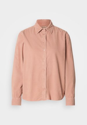 Lys rosa kordfløyelskjorte med krage, lange ermer og knappedesign foran. Har en klassisk passform og teksturert stoff.