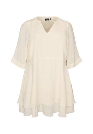 Zizzi, A-LINIEN-KLEID MIT GESTUFTEN RÜSCHEN - Hverdagskjole - vanille