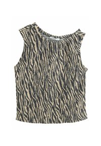 REGULAR FIT - SHIRRED ASYMMETRIC SLEEVELESS - Pluus - grey ecru zebra print